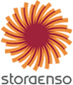 A maroon sunburst design with numerous curved rays appears on an orange background, with gray text that is partially visible below the design.